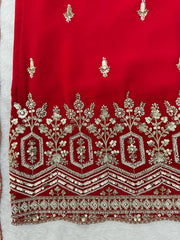 Red Faux Georgette Sequins Suit KU254 kurta bottom border heavy embroidery