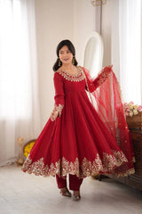 Red Doremon Crush Anarkali Suit KU275 Kalyanja