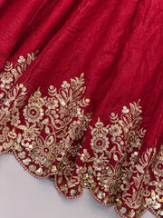 Red Sequins Embroidered Suit Multi View KU275 Kalyanja