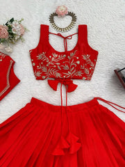 Red inner choli U-neck sleeveless flat lay detail – Kalyanja KL169
