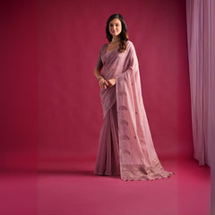 Soft Pink Resham Weaving Soft Mul Cotton Saree