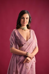 Soft Pink Resham Weaving Soft Mul Cotton Saree