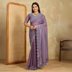 Lavender Fendy Soft Net Swarovski Work Saree – Kalyanja