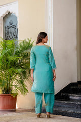 Sea Green Beads Work Suit flat lay shot 13 – Kalyanja KU296