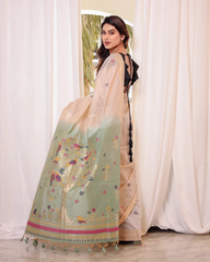 Soft Pastel Green Muga Cotton Saree