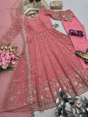 Soft Peach Sequins Embroidered Suit Side View