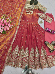Soft Pink Embroidered Codding Suit flatlay complete set overhead KU267