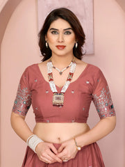 Soft Pink Star Georgette Lehenga additional pose view – Kalyanja KL173