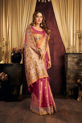 Soft Pink Saree woven butti body – KS380