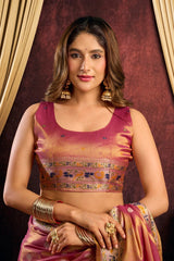 Soft Pink Jacquard Saree back drape – KS380