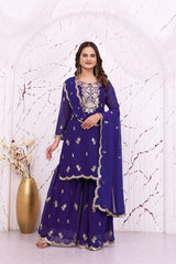 Soft Purple Sequins Embroidered Suit Full Length KU272 Kalyanja
