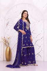 Soft Purple Sequins Suit Side View With Dupatta KU272 Kalyanja