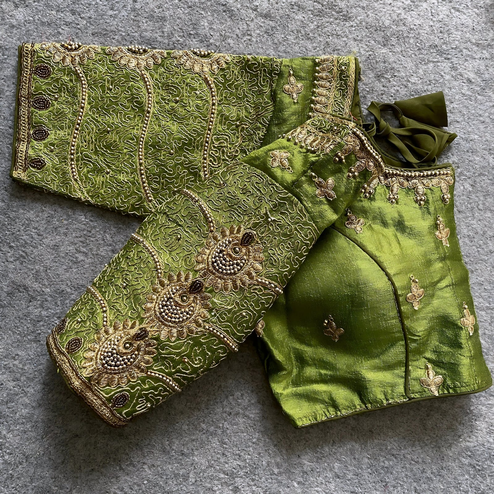 teal-silk-blouse-gold-embroidery-floral-flatlay