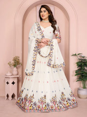 White Embroidered Cut Work Lehenga Star Georgette Kalyanja KL172 2