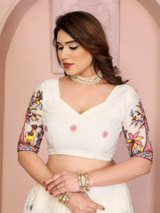 White Embroidered Cut Work Lehenga Star Georgette Kalyanja KL172 5