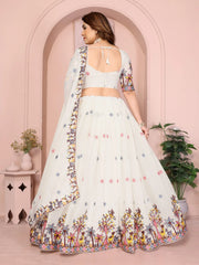White Embroidered Cut Work Lehenga Star Georgette Kalyanja KL172 6