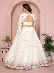 White Star Georgette Lehenga flair and dupatta view – Kalyanja KL173