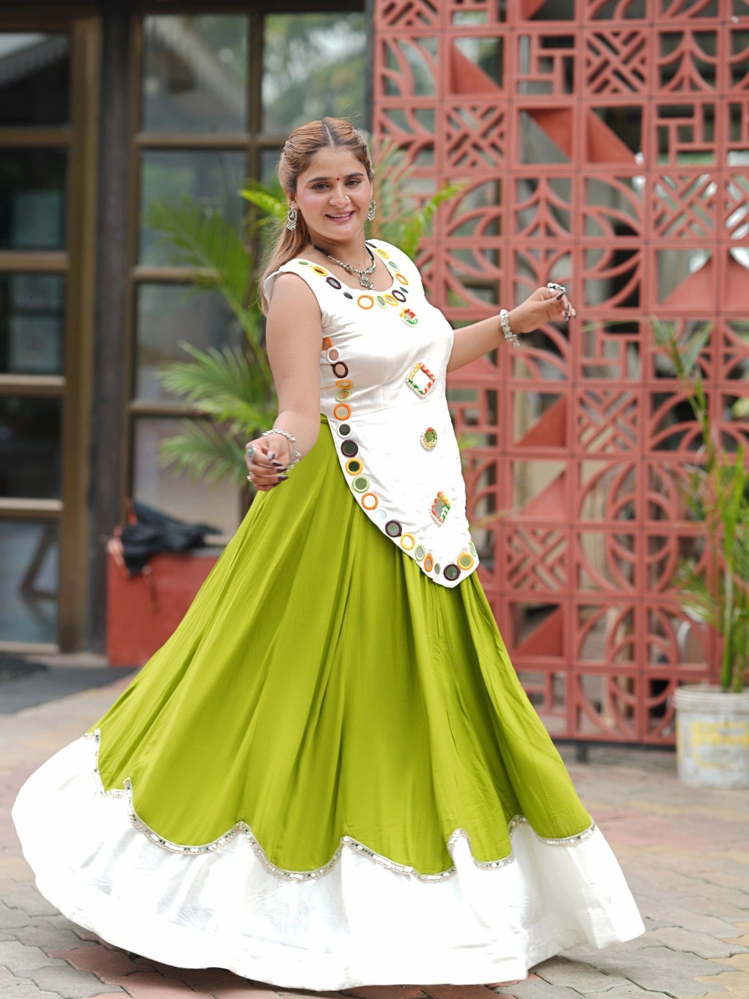 White Gota Patti Lehenga Dance Pose – KL199 – Kalyanja