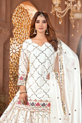 White Sequins Embroidered Suit elegant model shot KU263 Kalyanja