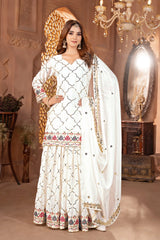 White Sequins Embroidered Suit Pakistani occasion wear KU263 Kalyanja