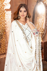 White Sequins Embroidered Suit full length festive look KU263 Kalyanja