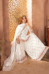White Sequins Embroidered Suit Chinon Silk Blend detail KU263 Kalyanja