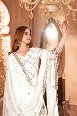White Sequins Embroidered Suit bridal wedding look KU263 Kalyanja