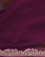 Wine Purple Embroidered Saree Close-up | Rangoli Silk Blend | KS392 | Kalyanja