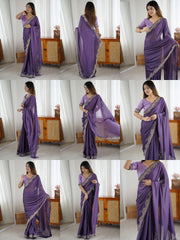 Wine Purple Embroidered Saree Reception | Rangoli Silk Blend | KS392 | Kalyanja