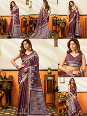 Wine Purple Jacquard Weaving Saree – All Angles Collage KS365