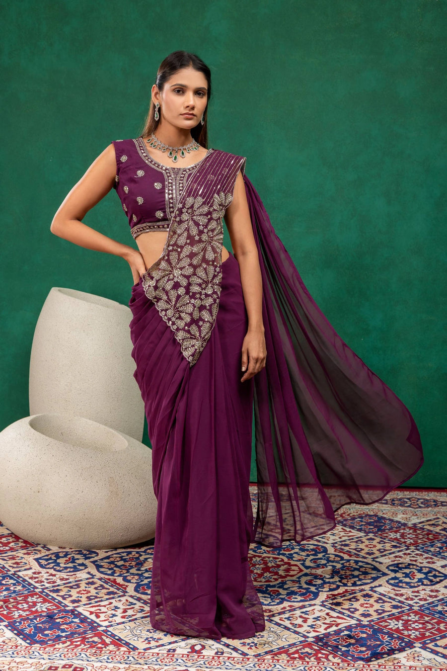 Wine Sarees at Kalyanja