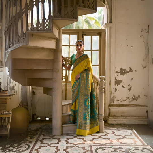 Yellow Zari Weaving Banarasi Silk Saree