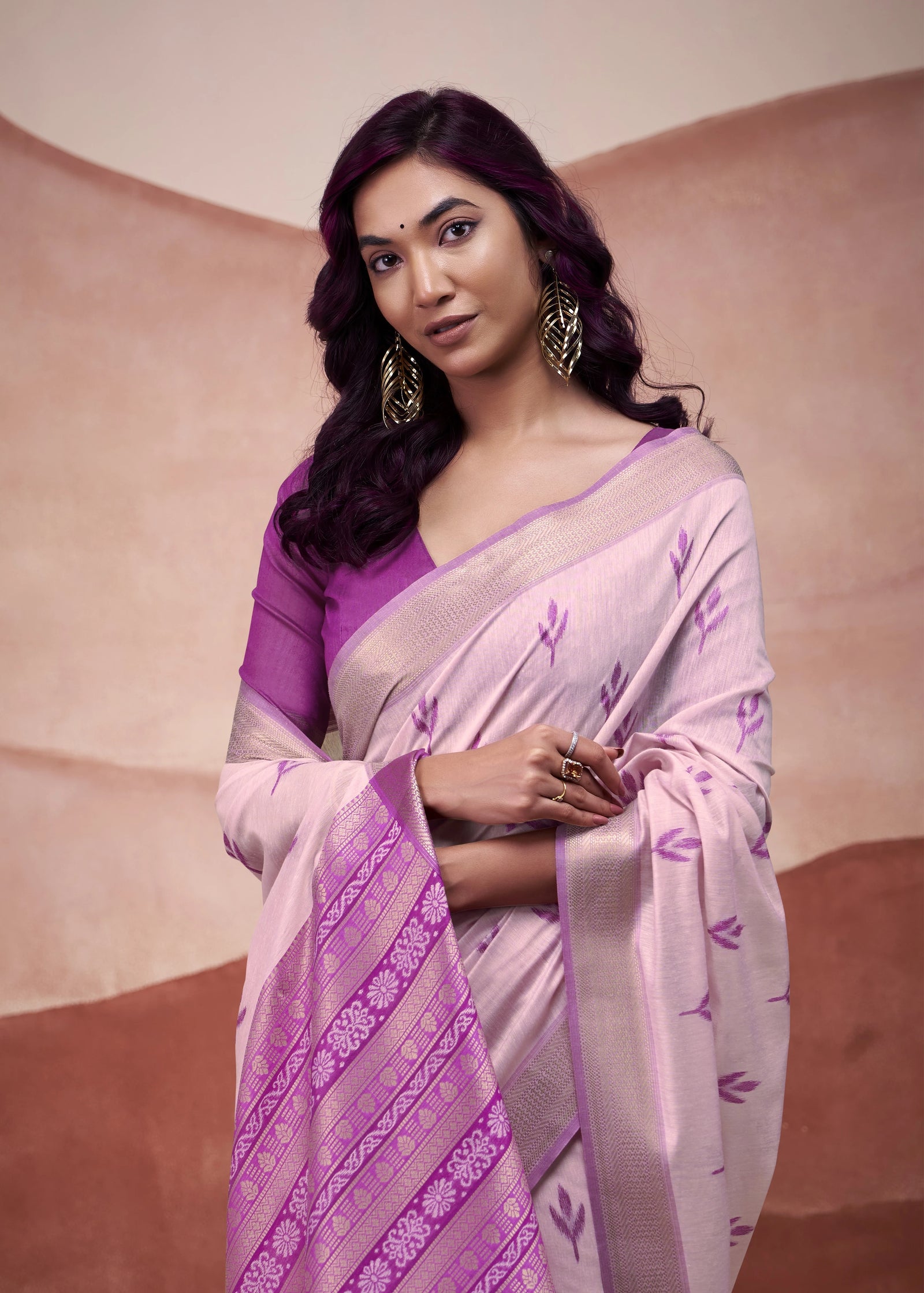 purple zari weaving cotton saree - kalyanja