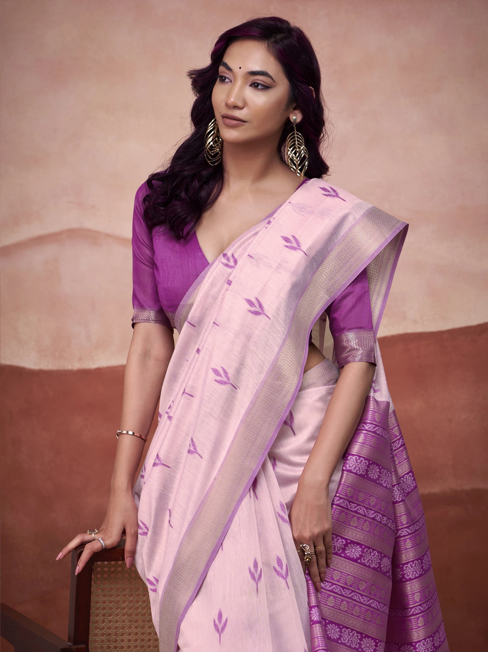 purple zari weaving cotton saree