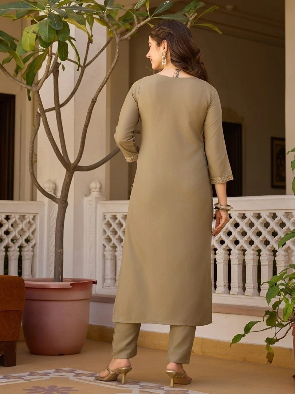 Light Brown Heavy Rayon Kurti