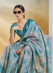 Rama Blue Pista Handloom Weaving Silk Saree Kalyanja Fashion