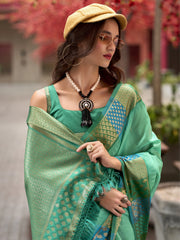 Green Banarasi Silk Zari Weaving Saree
