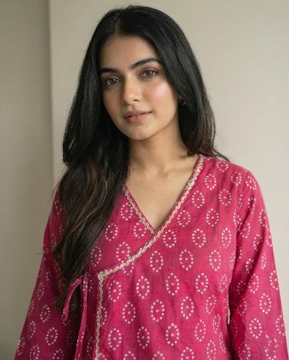 Komal Bandhani Wrap-Tie Short Kurti