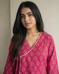 Komal Bandhani Wrap-Tie Short Kurti