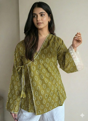 Mansi Bandhani Wrap-Tie Short Kurti