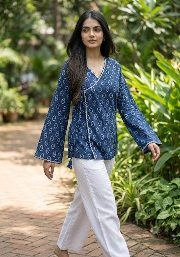 Aaysha Bandhani Wrap-Tie Short Kurti