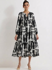 Black Abstract Print on Lycra Fabric