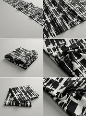 Black Abstract Print on Lycra Fabric