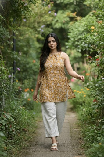 Shreya Halter Neck Short Kurti