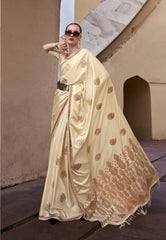 Beige Copper Zari Weaving Copper Zari Weaving Saree Kalyanja Fashion