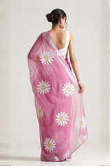 Light Pink Chinon Saree