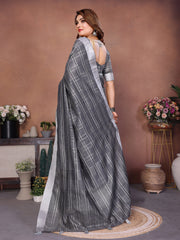 Gray Ached Weaving Soft Linen Saree
