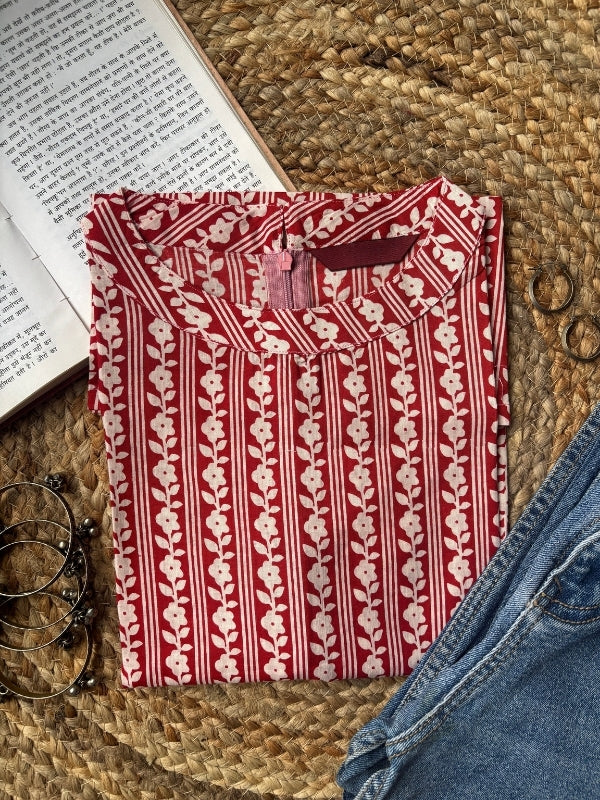 Rani Stripes Halter Neck Short Kurti