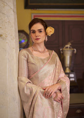 Pink Embroidery Work Satin Banarasi Silk Saree Agarwal Saree