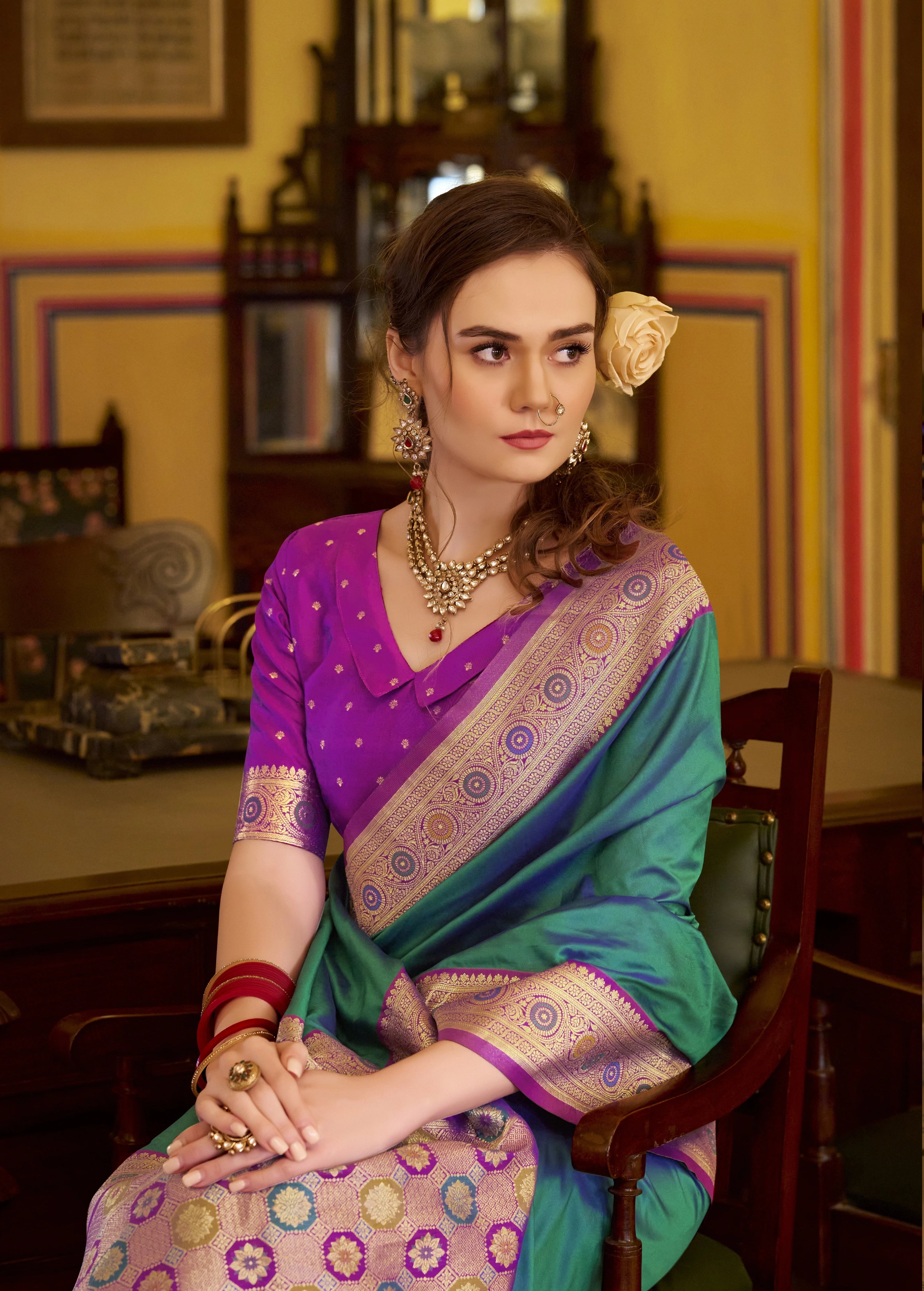 light sea green zari woven border soft silk saree - kalyanja